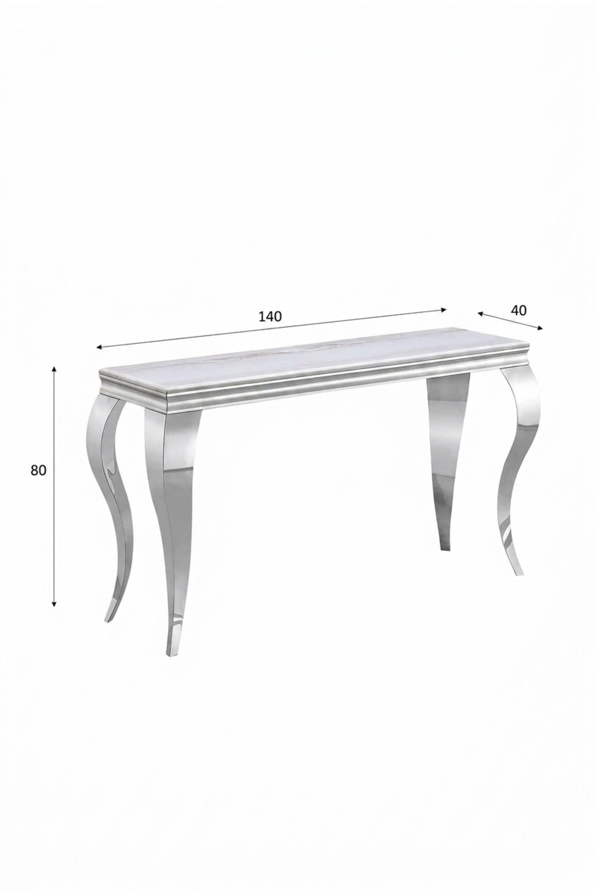 Luxury Silver Console Table with Marble Look Top √ê Modern Entryway & Hallway Accent Table
