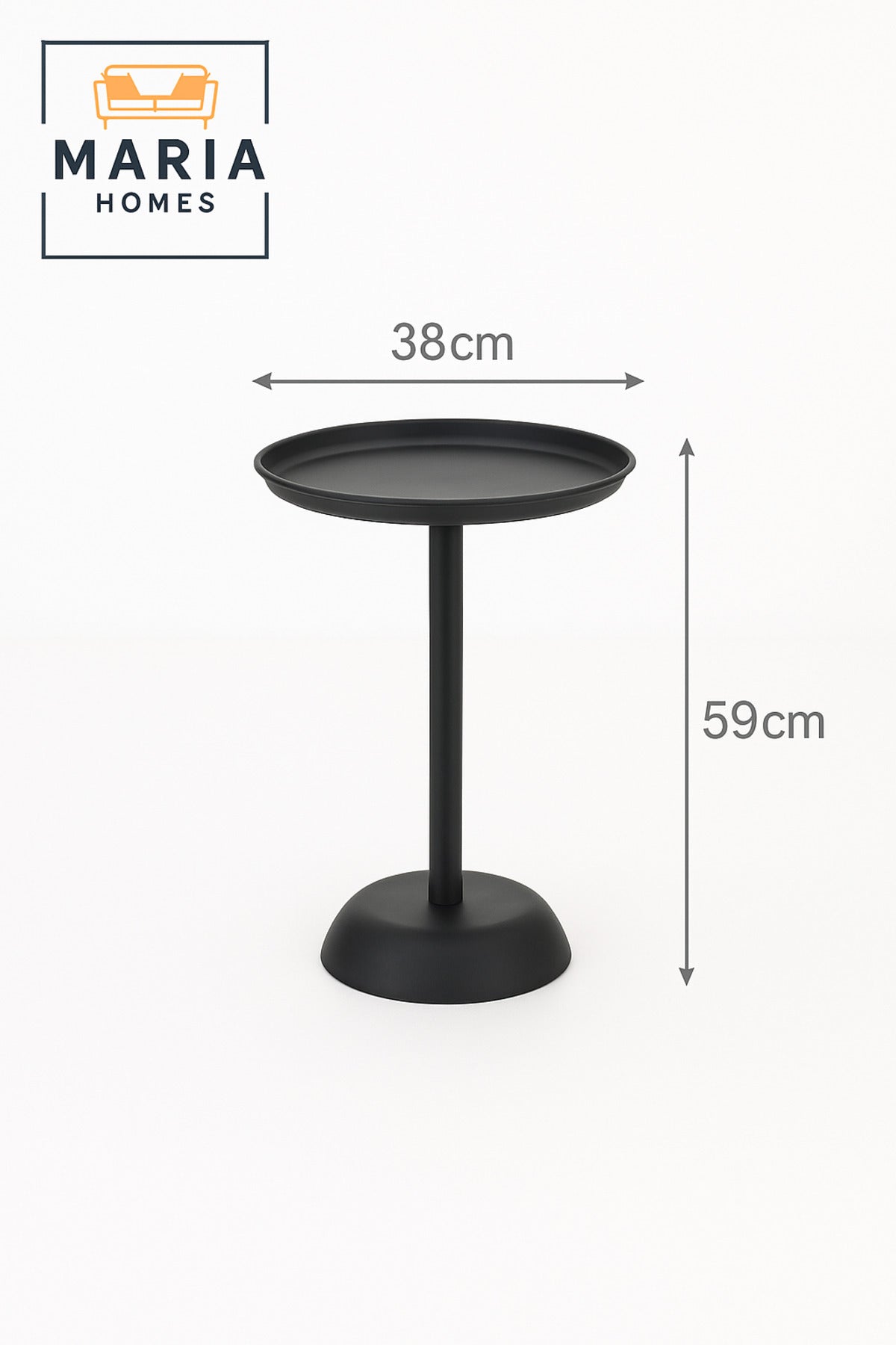 Slim Black Pedestal Side Table with Textured Top