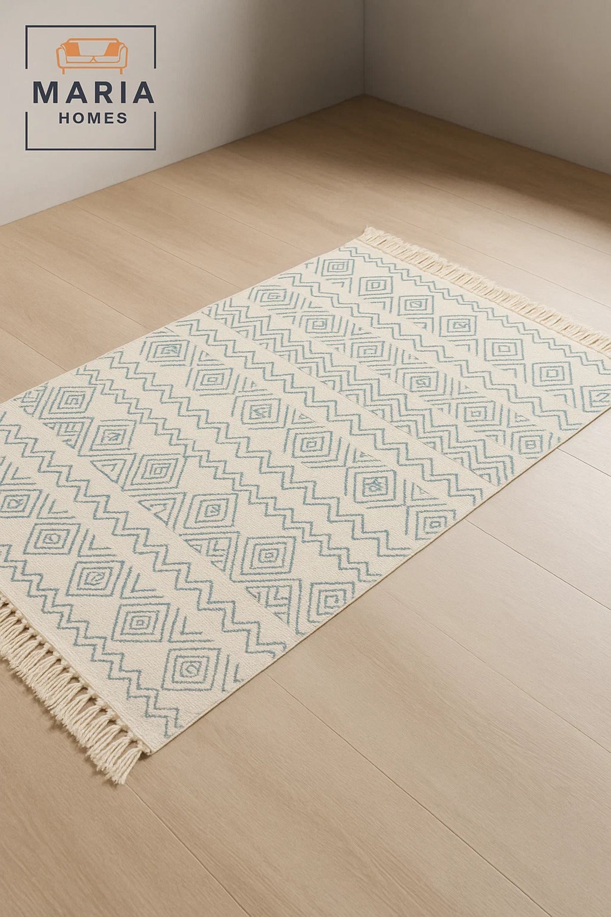 Boho Geometric Cotton Area Rug with Tassels Ð size 90x150 cm