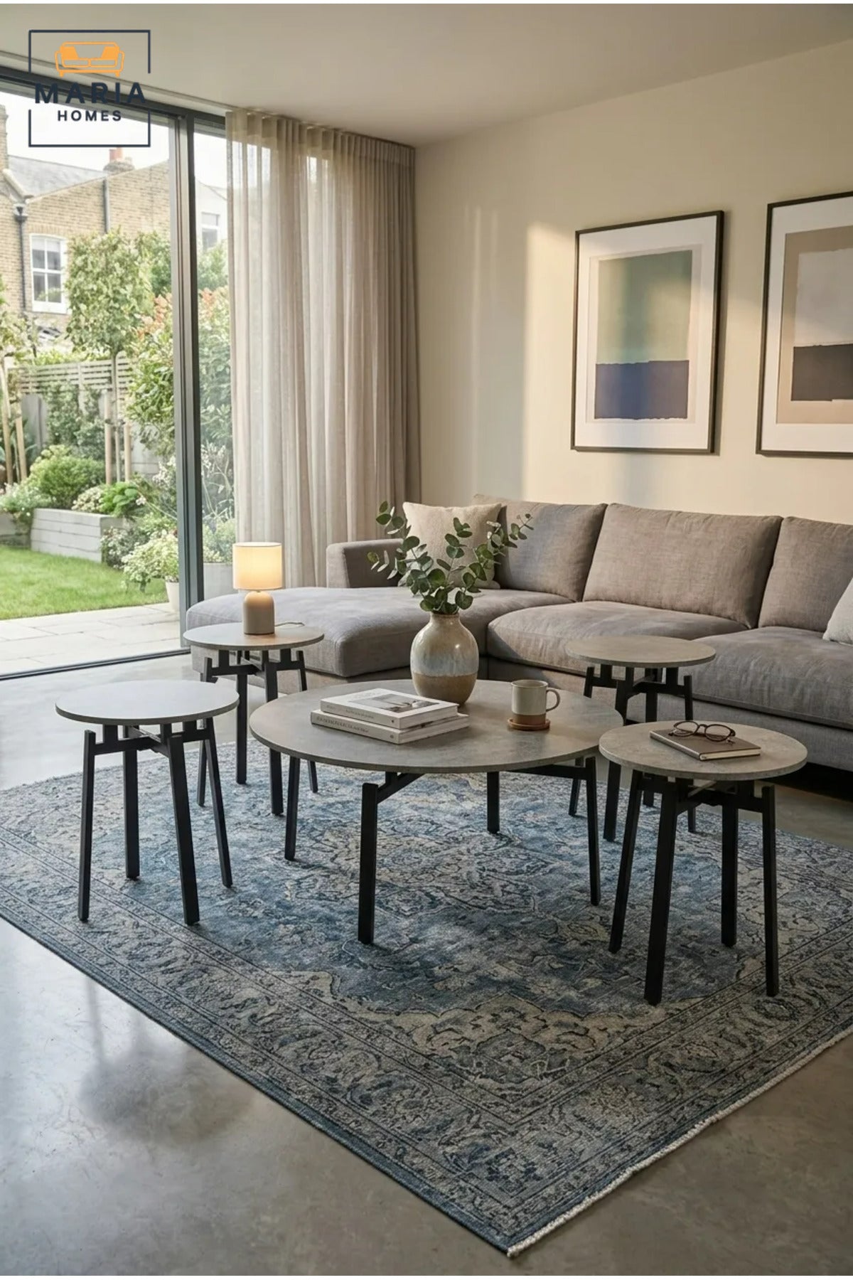 Modern Five-Piece Dining Table Set with Round Table and Four Matching Stools, Space-Saving Kitchen Set for Dining Area, Apartment, Café and Breakfast Nook