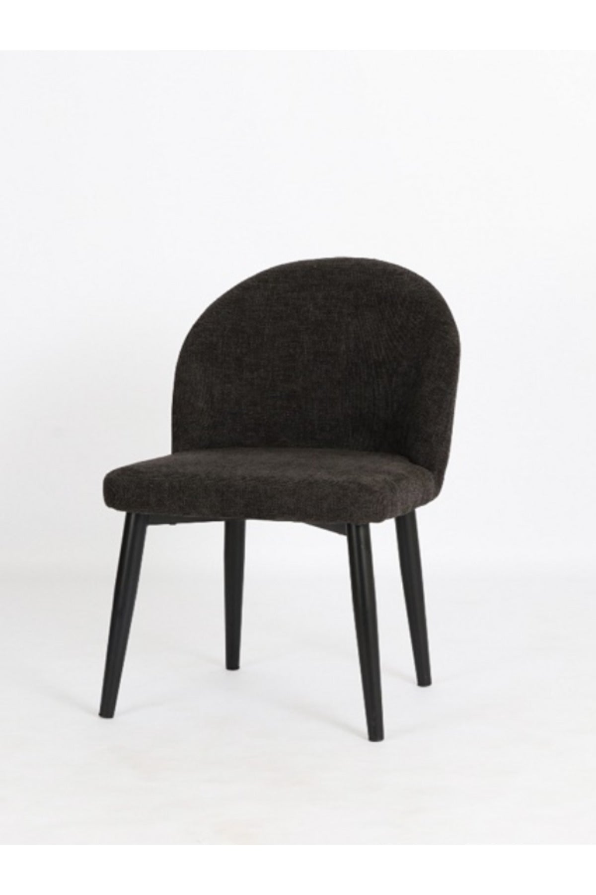 Black Fabric Dining Chair Ð Modern Upholstered Curved Back Chair with Metal Legs for Dining Room