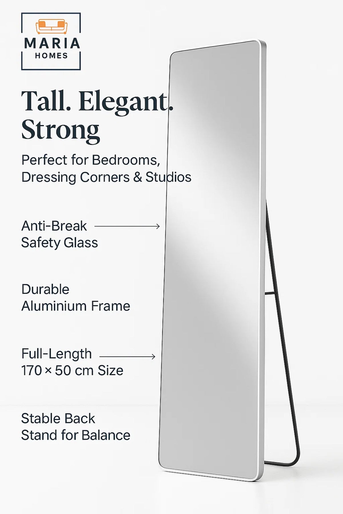 Silver Full Length Standing Mirror for Bedroom Wall Mounted Dressing Mirror Modern Home D≈Ωcor