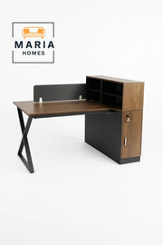 Workstation Desk with Divider, Storage Shelves, and Lockable Drawers-size 150*120