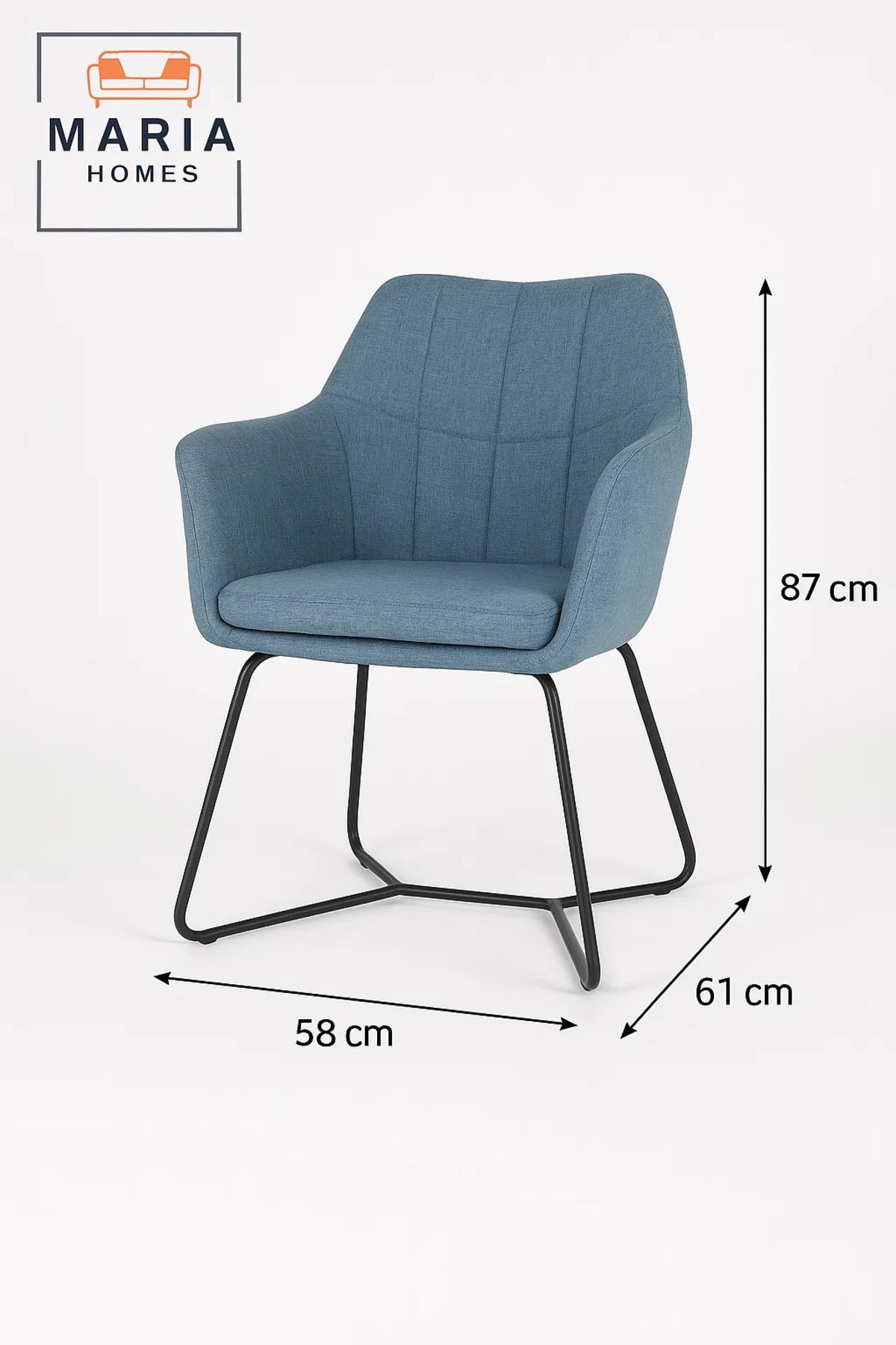 Blue Fabric Lounge Chair Ð Upholstered Armchair with Sled Black Metal Legs for Home, Office, or CafŽ