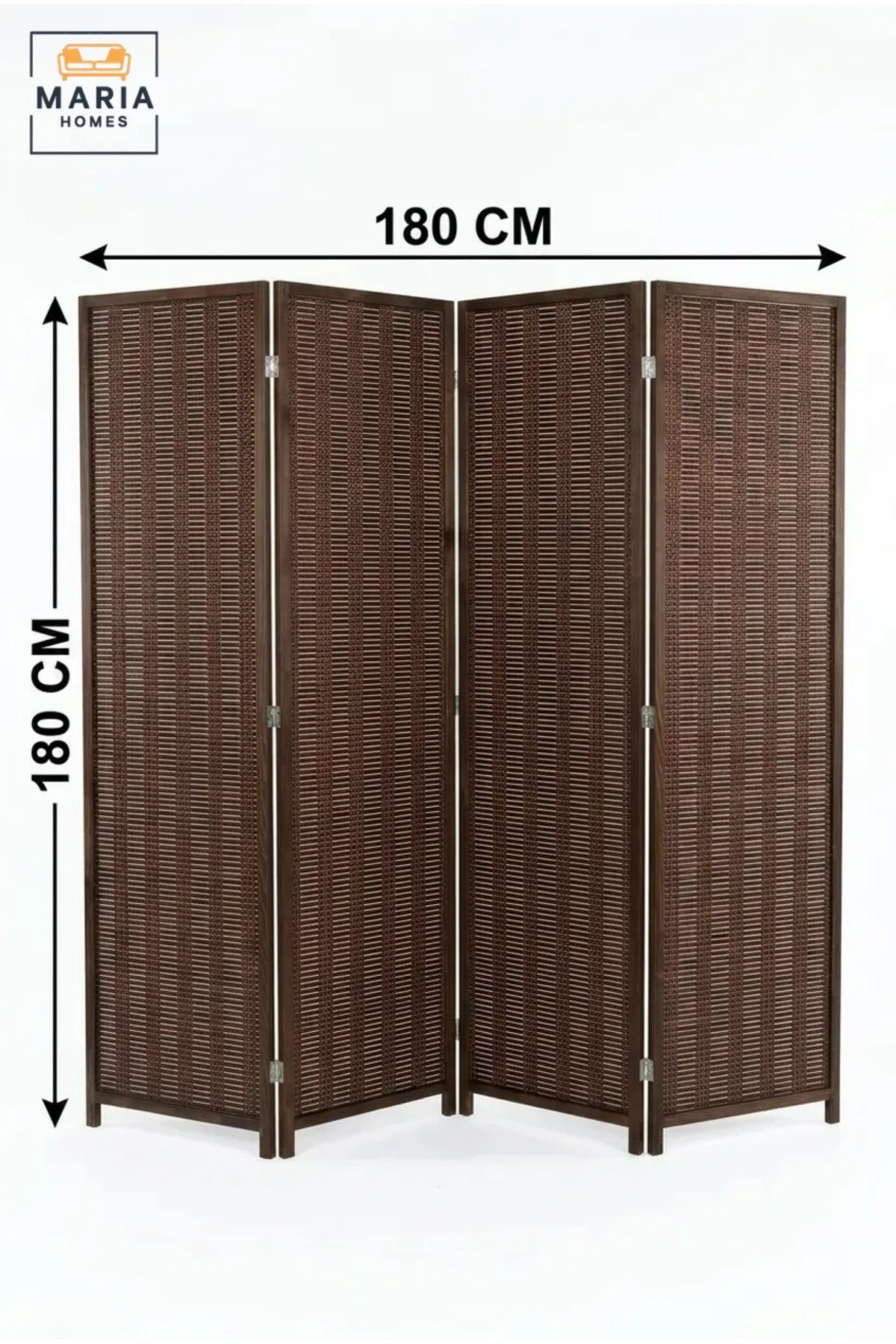 Four-Panel Folding Room Divider with Woven Design, Freestanding Privacy Screen for Bedroom, Living Room, Dressing Area, Office and Studio