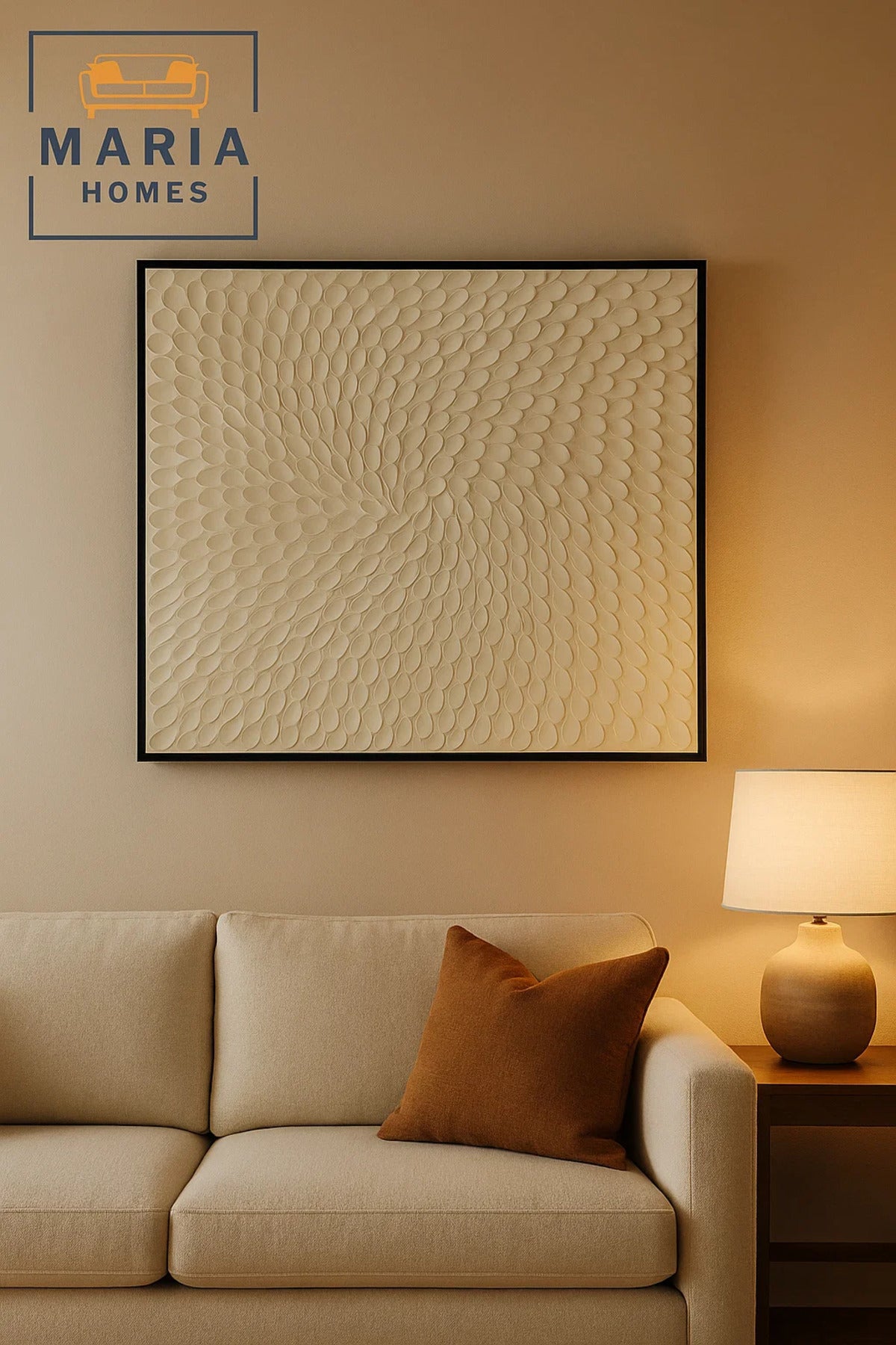 3D Textured White Wall Art with Spiral Petal Pattern-size100*100 CM