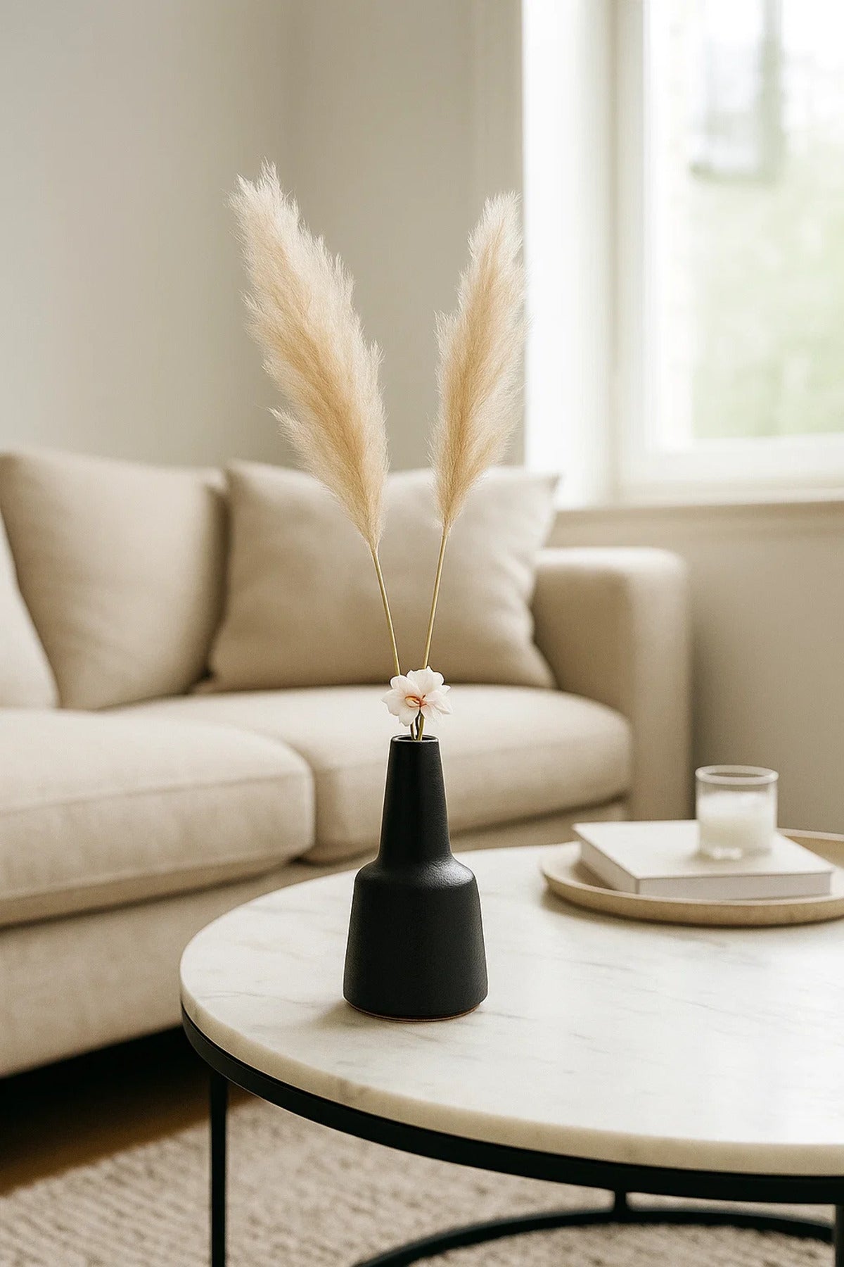 Matte Black Ceramic Cone Vase Ð Modern Minimalist Decorative Flower Vase for Home DŽcor
