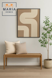 Contemporary Beige Area Rug with Cream Curved Line Design Ð 4.3*123 cm