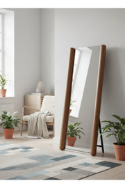 Brown Frame Floor Mirror Full Length Standing Mirror for Bedroom Decor
