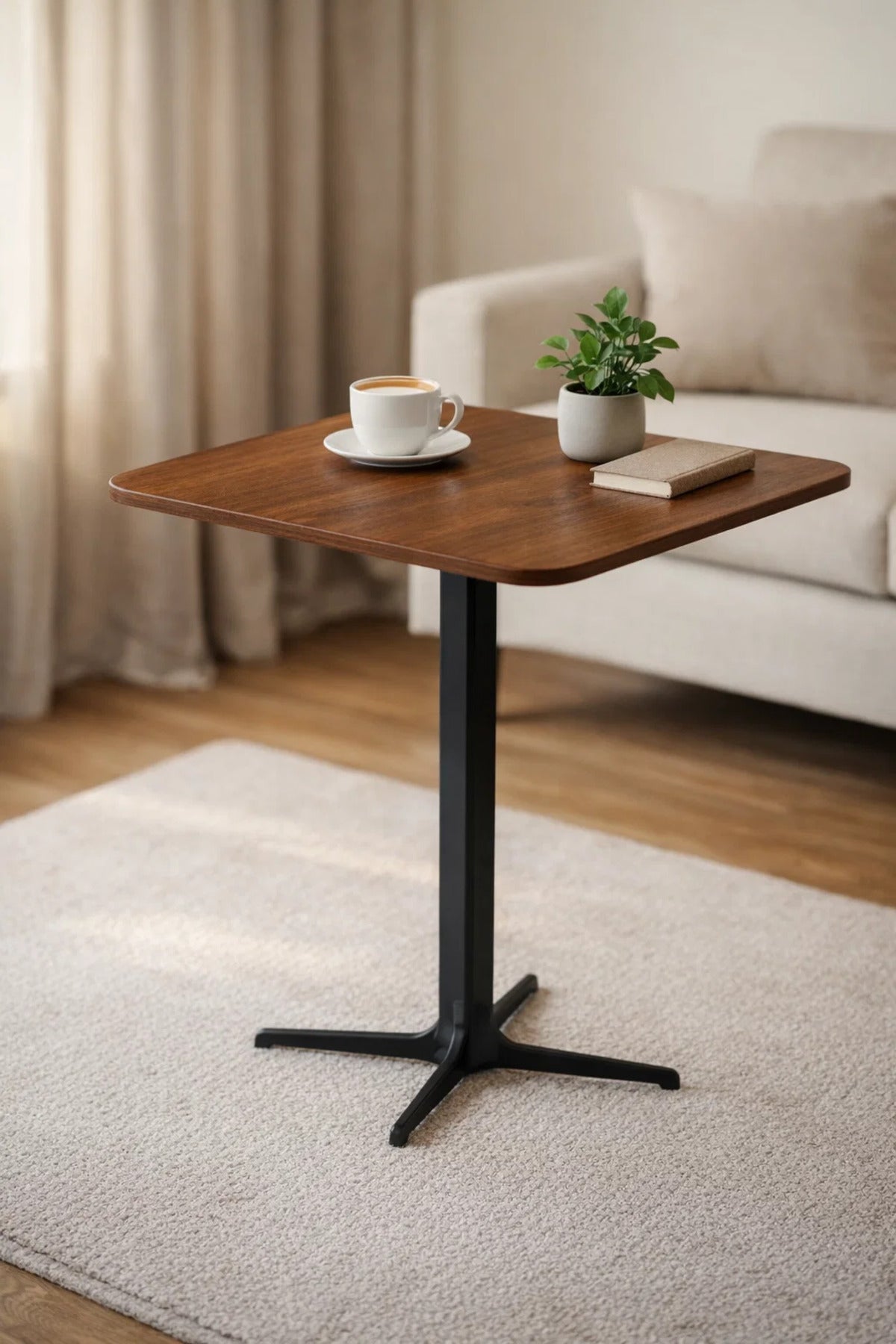 Brown Coffee Table with Black Base, 60x60x75 CM brown coffee table Dinner