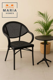 Modern Black Mesh Metal Arm Chair Ð Stackable, Indoor/Outdoor Use, Industrial Design