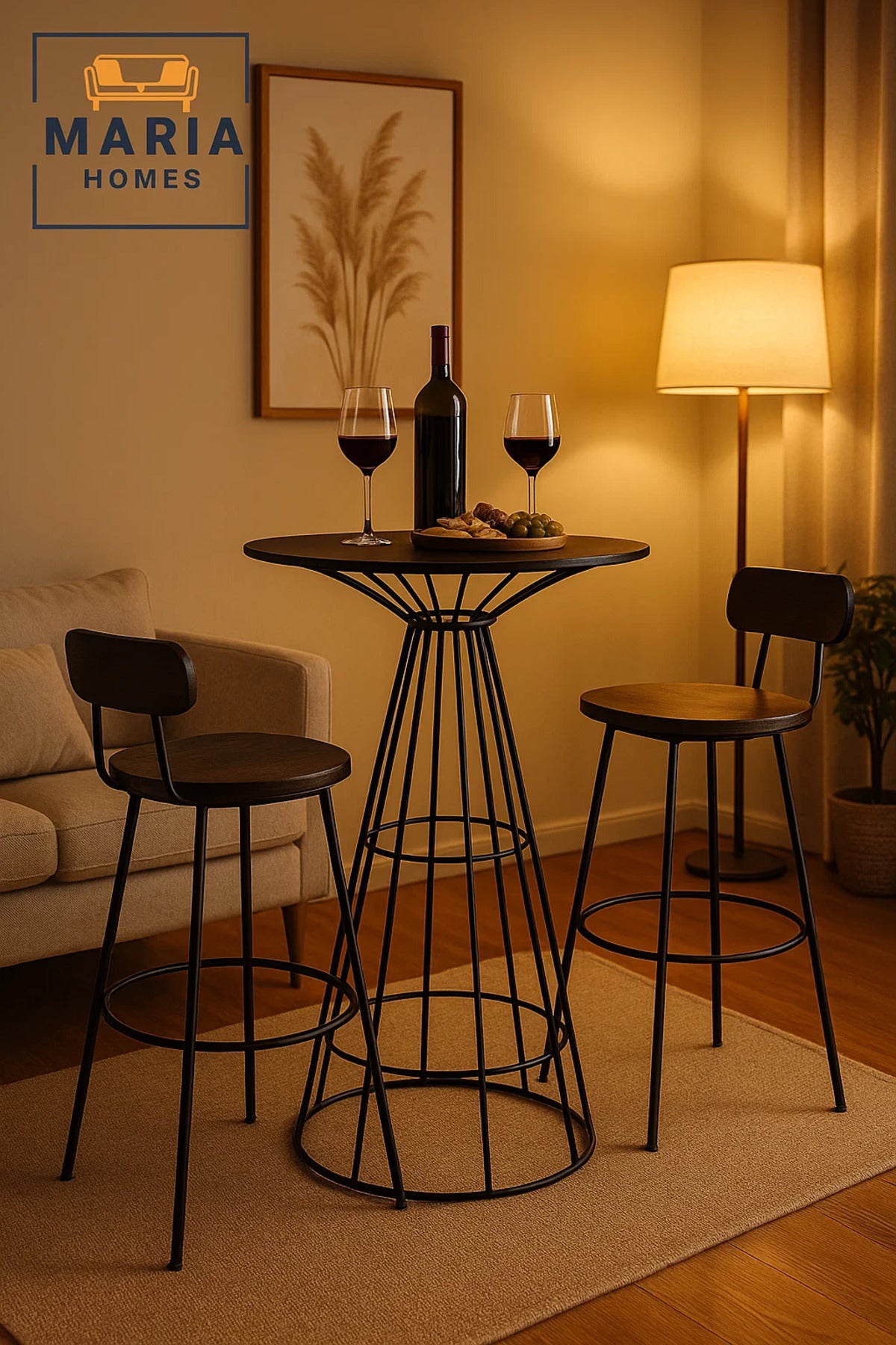 Round Accent Table with Wire Cone Base and Solid Top