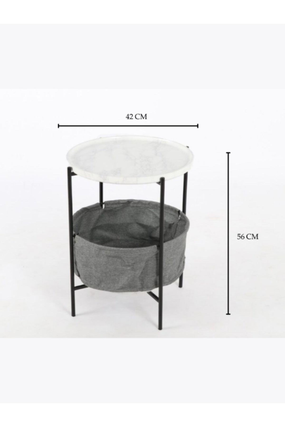 Modern Round Side Table with Storage Basket Stylish & Practical 42x56cm