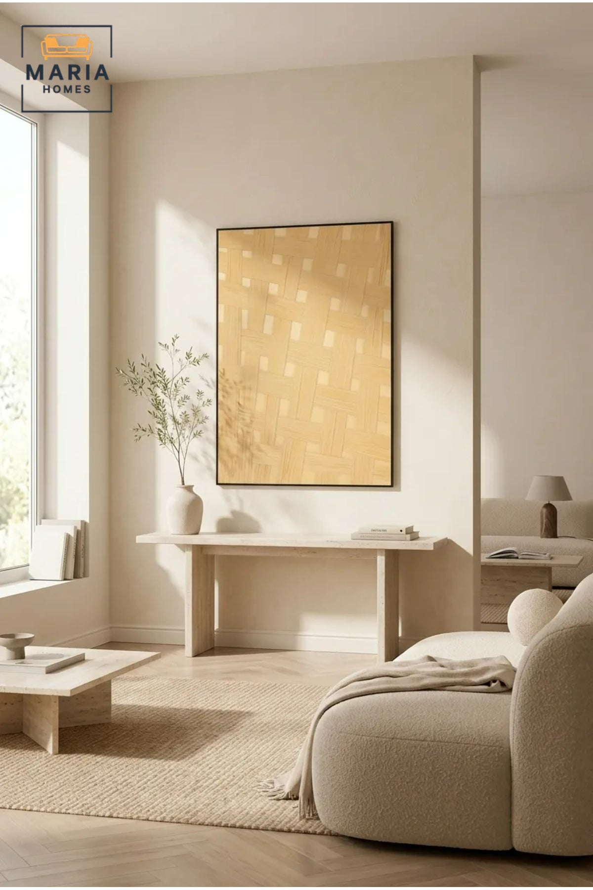 Modern Woven Pattern Framed Wall Art √ê Beige Textured Abstract Painting for Living Room, Bedroom & Office D≈Ωcor