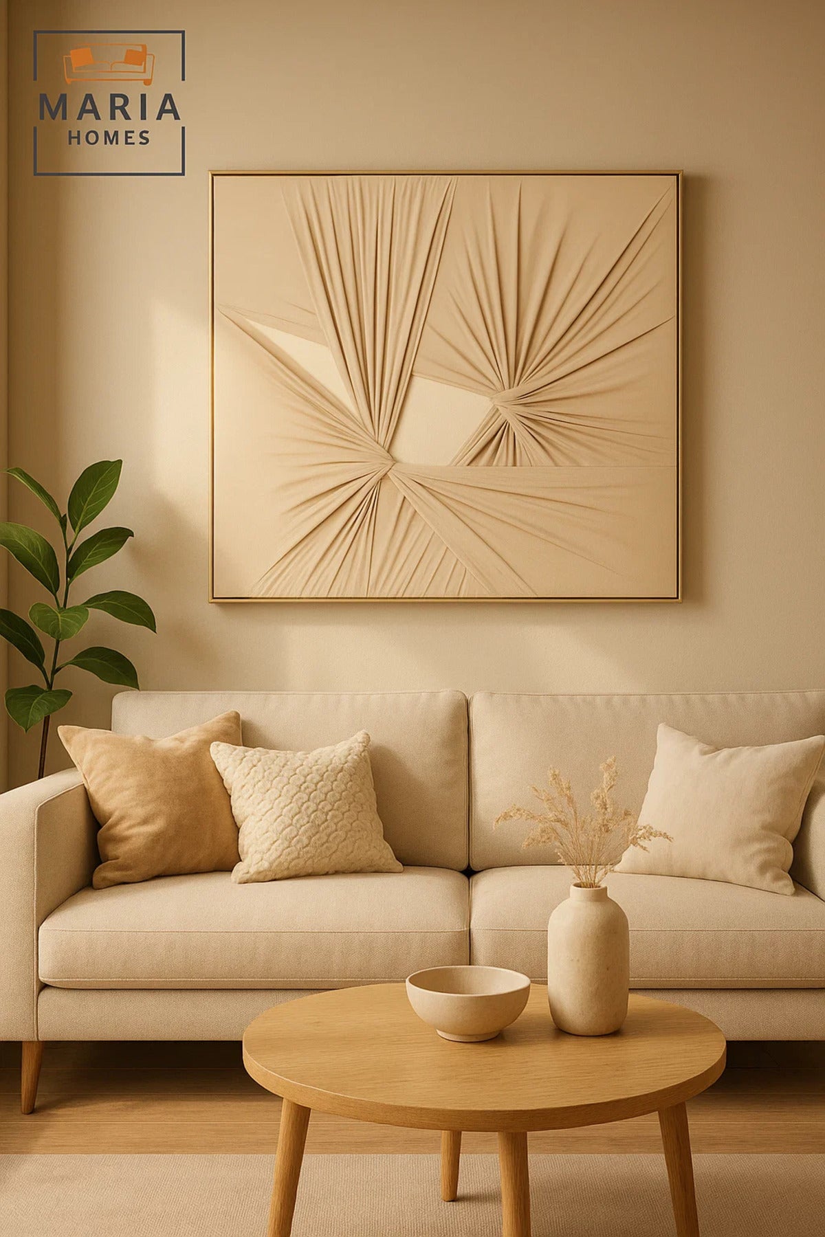 Beige Textured Abstract Wall Art – Modern Minimalist Canvas Decor for Living Room & Bedroom 100*100