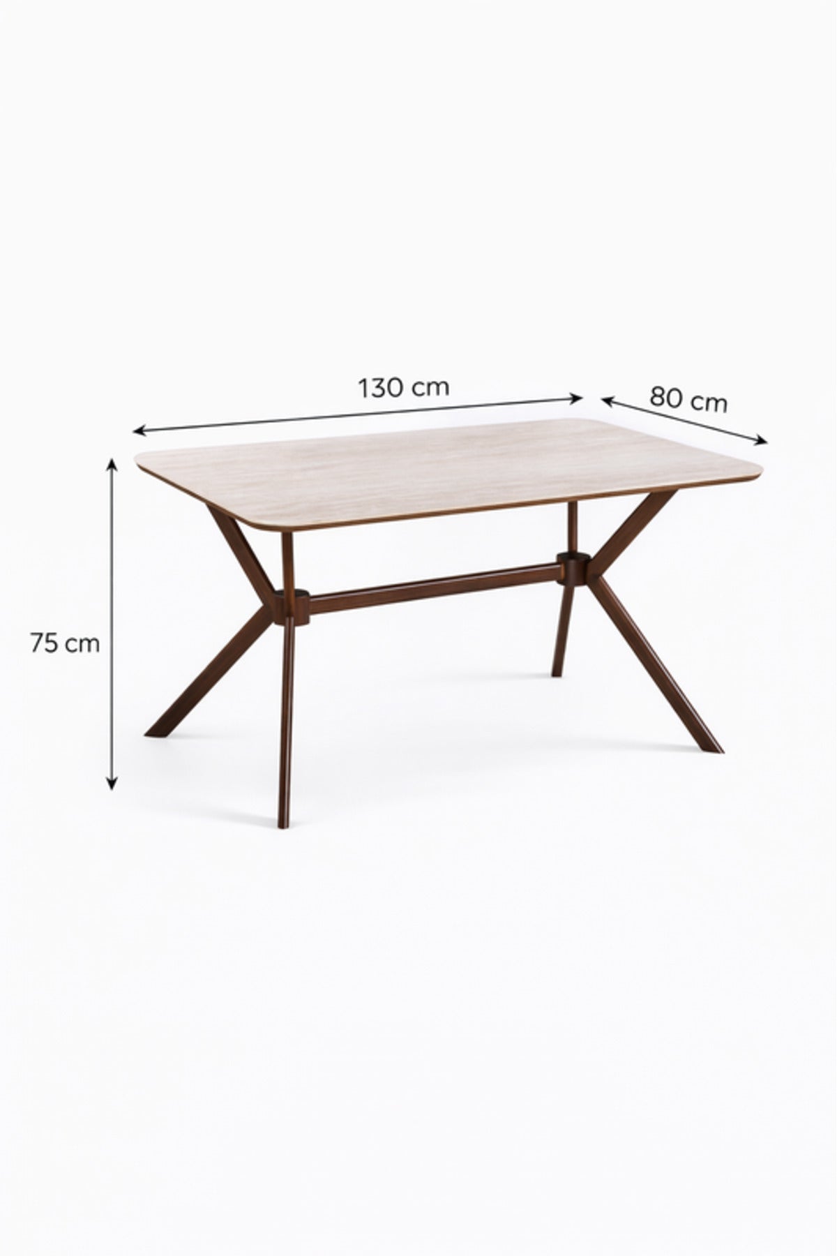 Elegant Brown Side Table with Wooden Legs, 130x80x75 CM elegant brown side Dinner