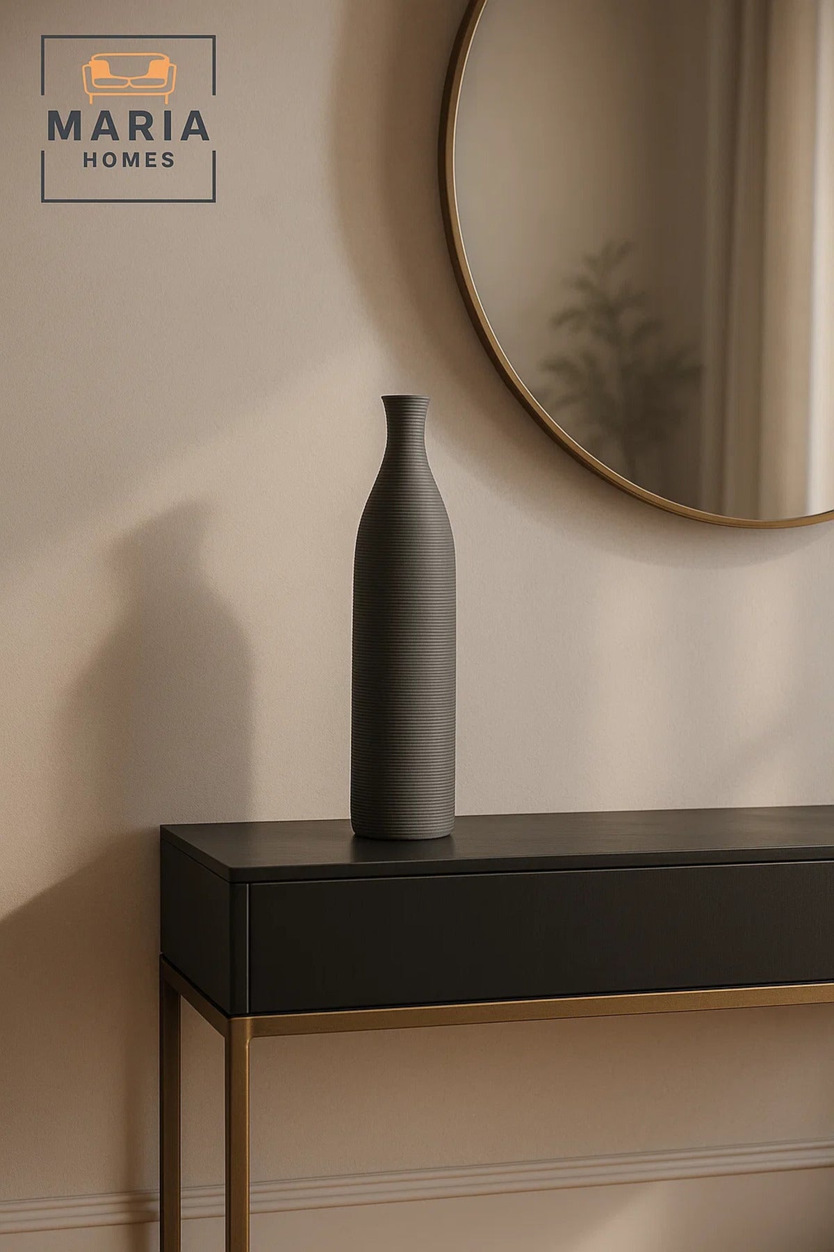 Modern Grey Decorative Vase Ð Tall Ceramic Flower Vase for Home and Office Decor
