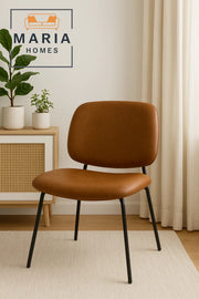 Retro Brown Faux Leather Dining Chair with Black Metal Legs Ð Modern Mid-Century Style Seating