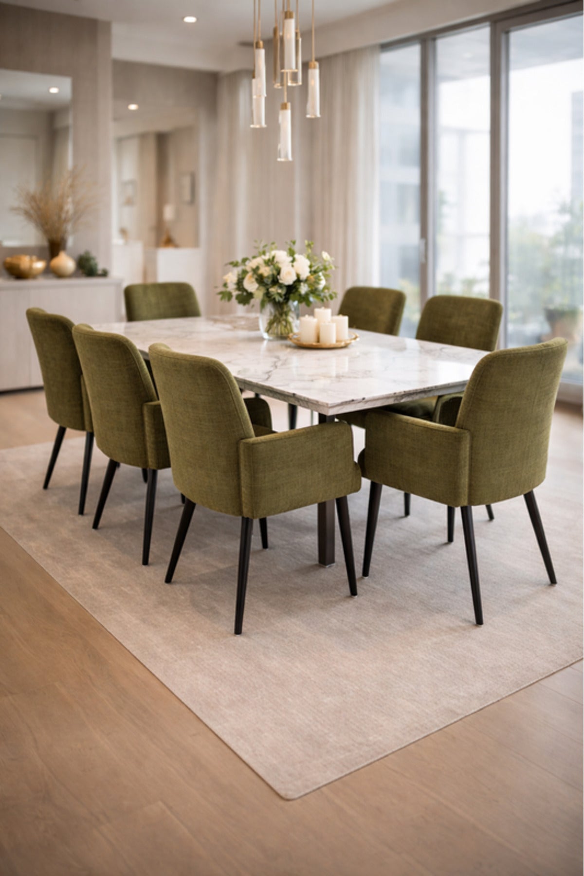 Green Armchair with Black Metal Legs, 90x55x47 CM green armchair Dining Room Chair