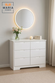 White 6-Drawer Storage Cabinet Ð Modern Wooden Dresser Organizer 80_48_80 cm