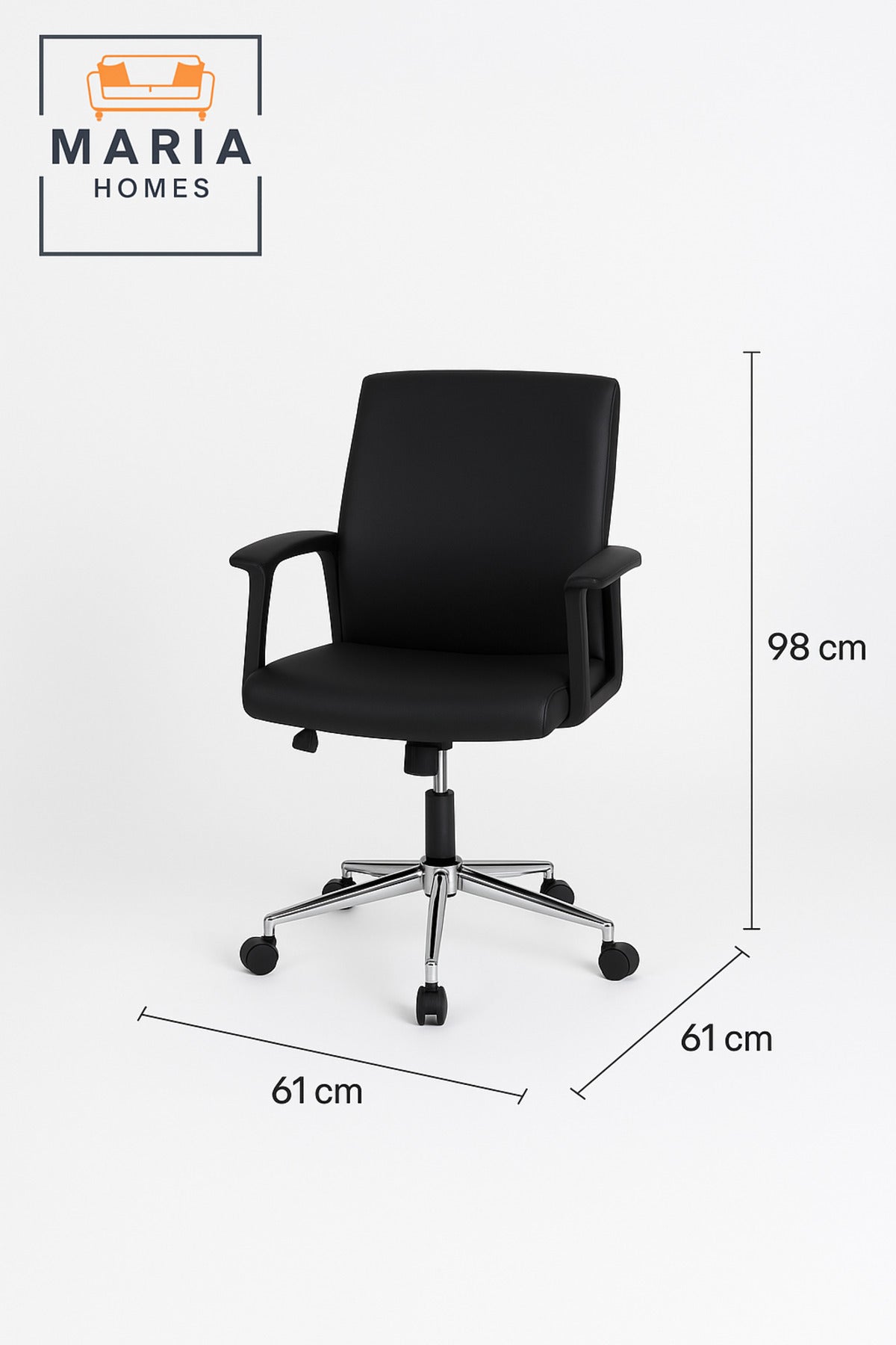 Black Ergonomic Office Chair with Wheels Ð Adjustable Height & Armrests