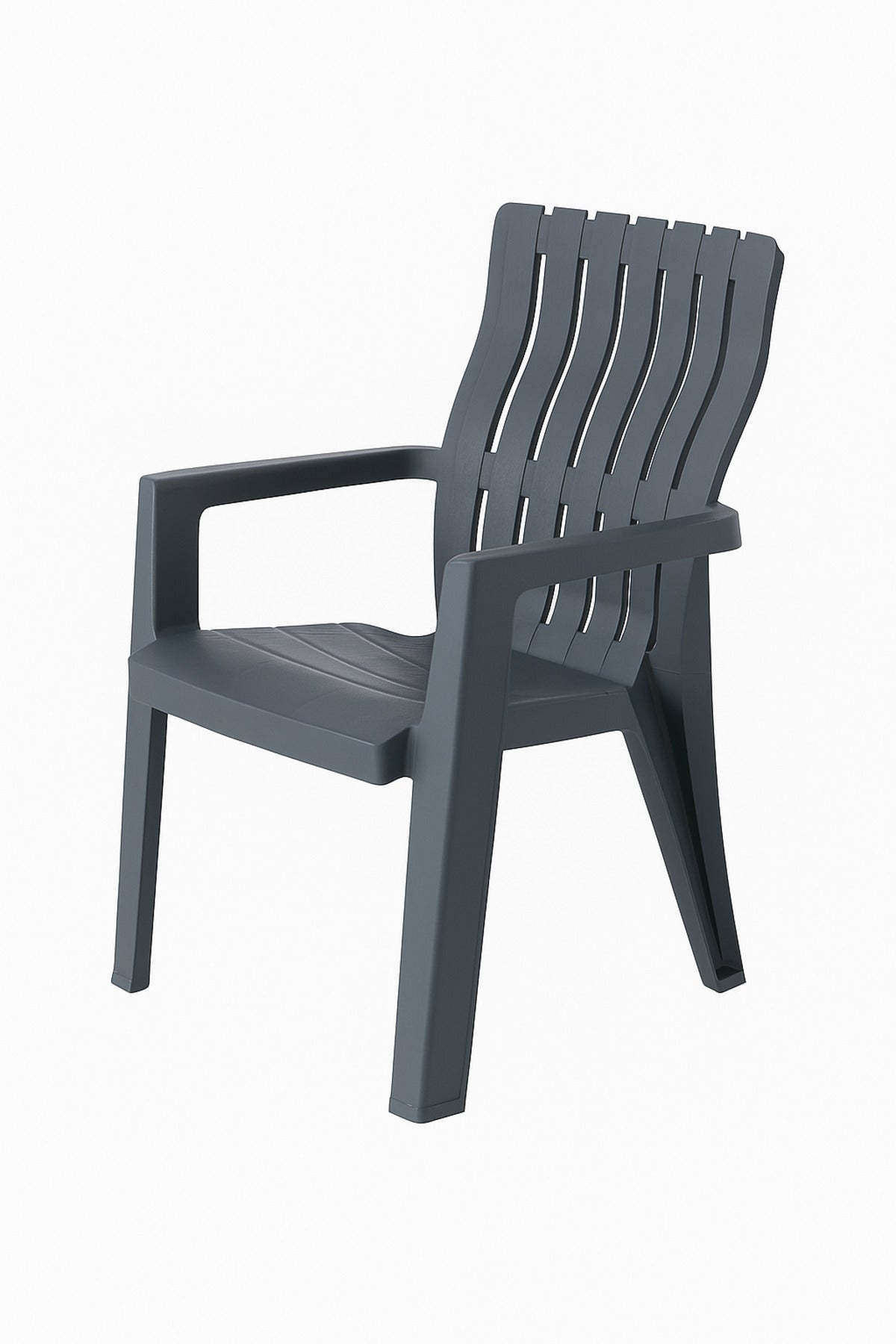Durable Grey Plastic Arm Chair for Outdoor & Indoor Ð Stackable Garden & Patio Seating