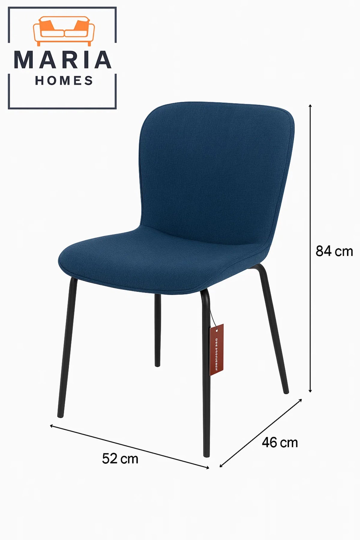 Modern Blue Fabric Dining Chair Ð Upholstered Seat with Black Metal Legs for Home, Office, or CafŽ