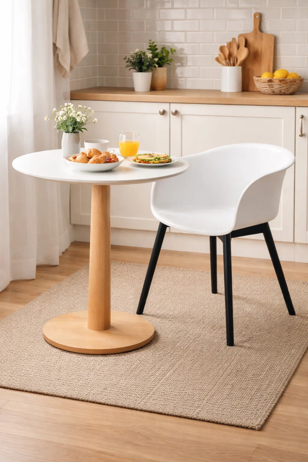 Modern White Plastic Armchair with Metal Legs