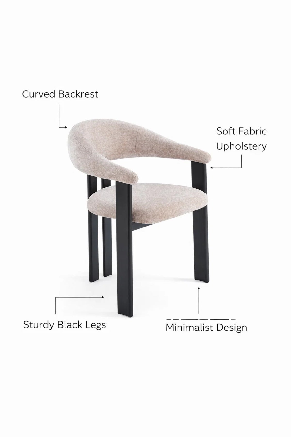 Beige Armchair with Black Wooden Legs, 79x48x49 CM beige armchair Dining Room Chair