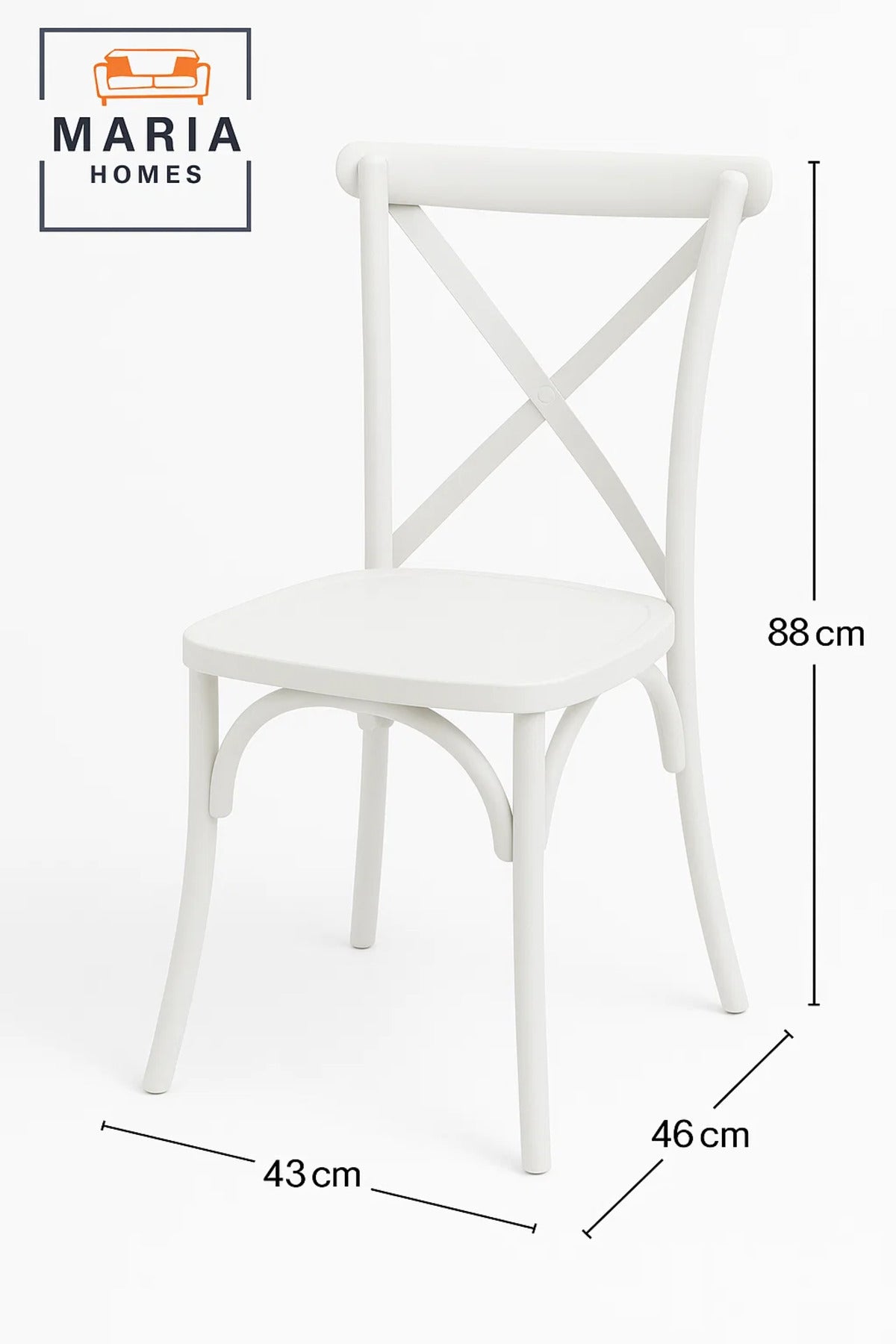 White Cross Back Dining Chair Ð Elegant Plastic Chair for Home, Restaurant, Garden or Event Use