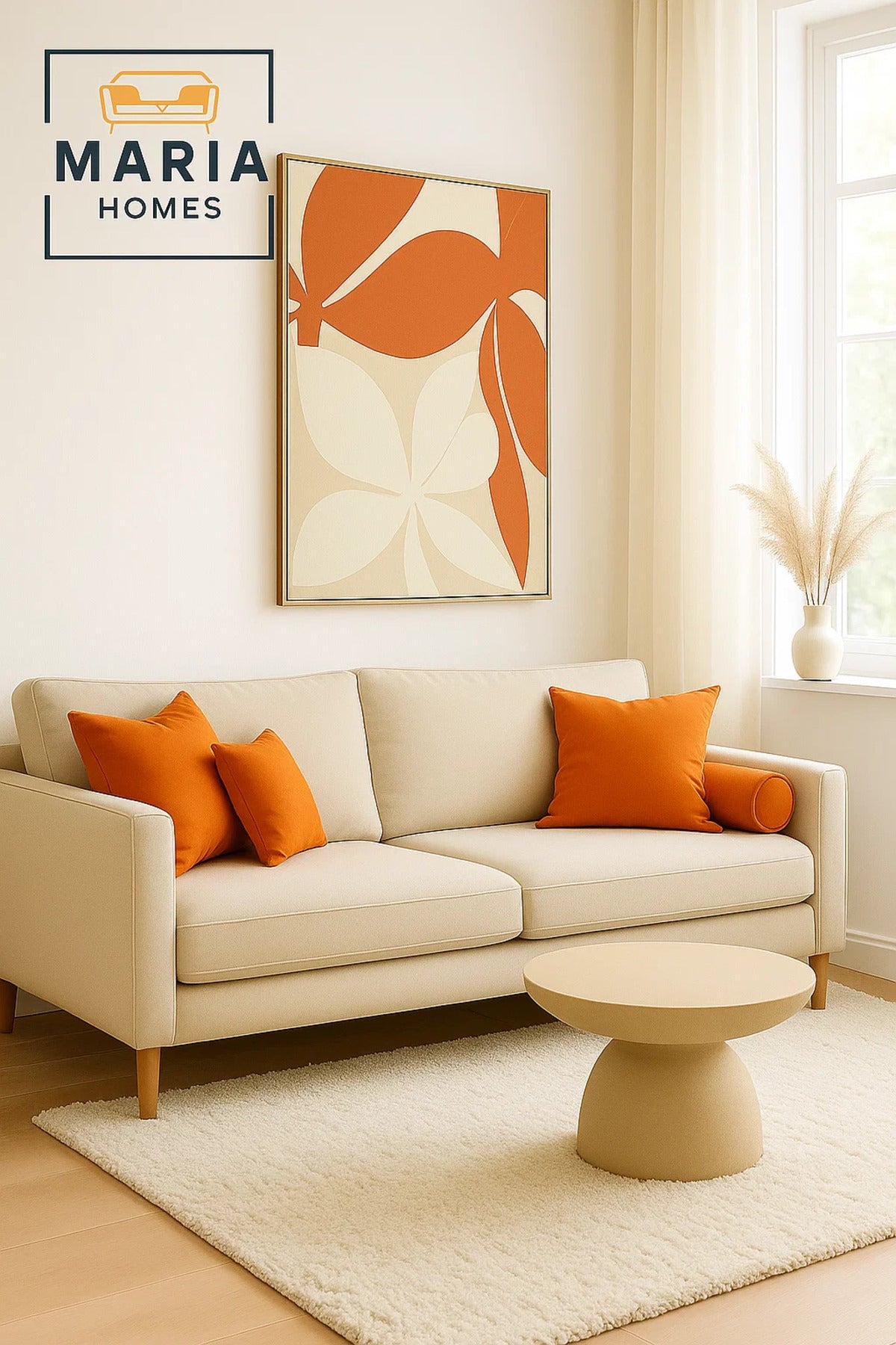 Bold Abstract Leaf Wall Art in Red and White Tones-size 80*120 CM