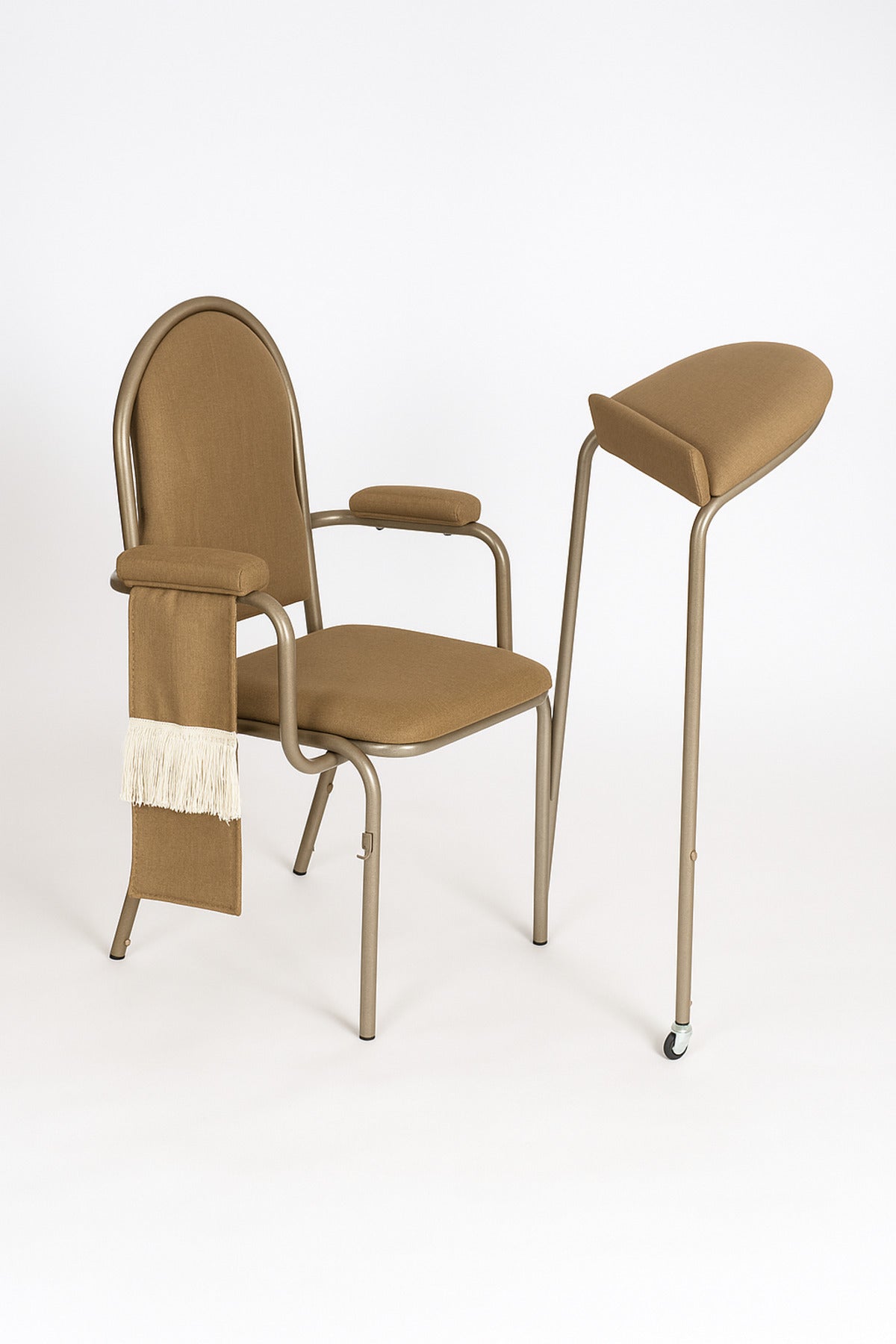 Brown Prayer Chair with Back Support Ð Comfortable Metal Frame Chair with Foldable Kneeling Stand