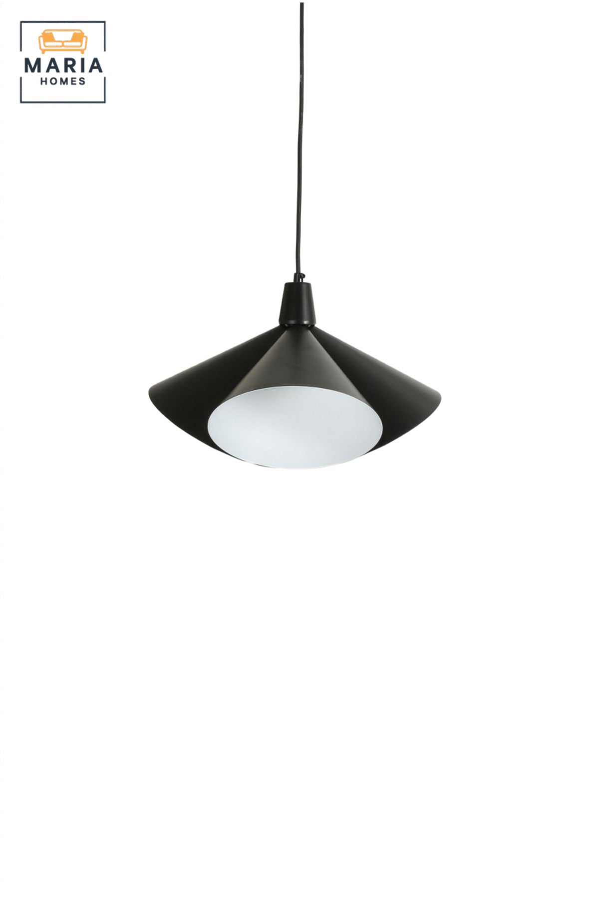 Modern Black Pendant Light with Sculptural Metal Shade and Diffuser, Hanging Ceiling Lamp for Dining Room, Kitchen Island, Living Room, Café and Restaurant