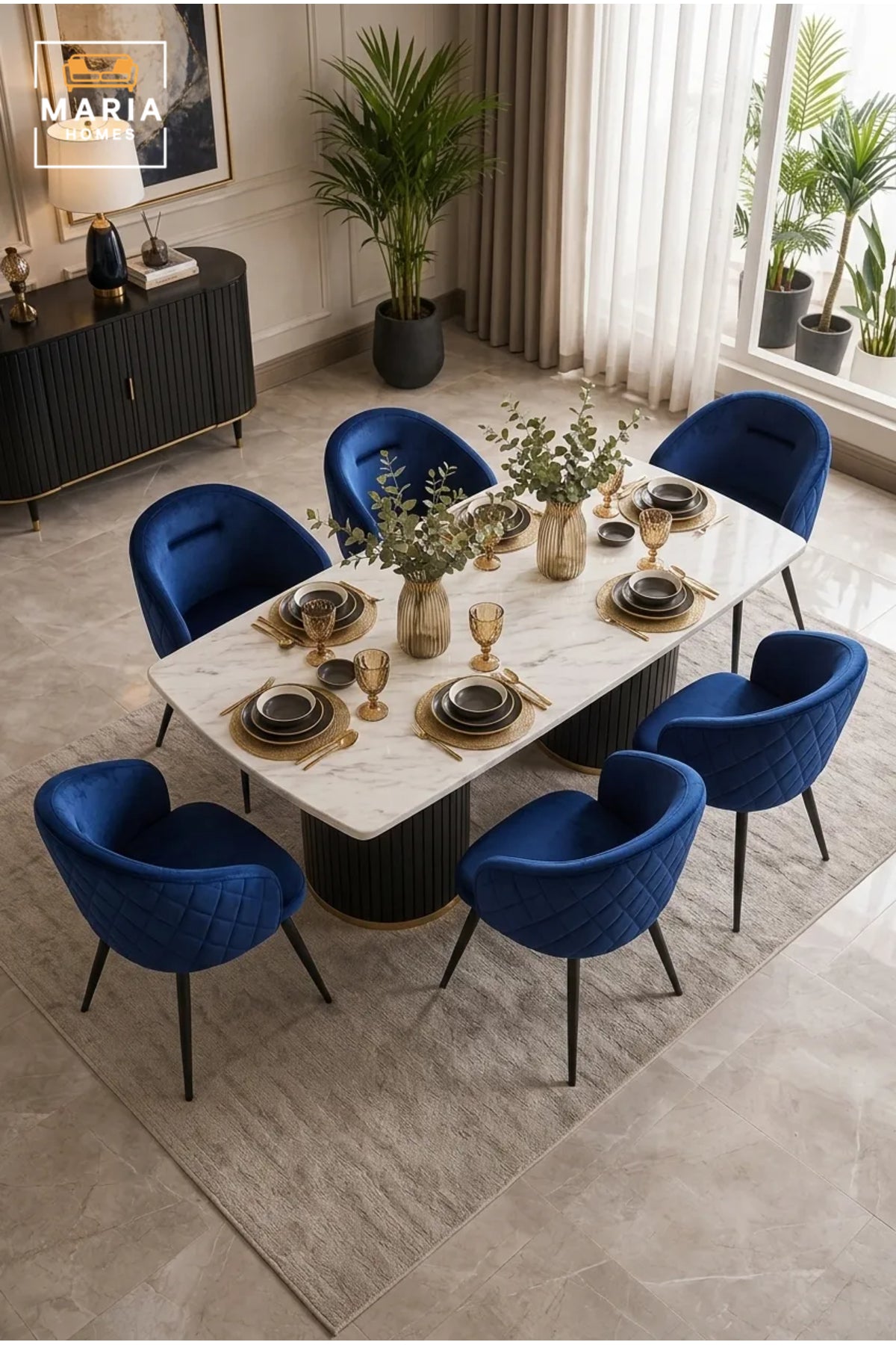 Royal Blue Velvet Accent Chair with Curved Backrest √ê Modern Upholstered Lounge Chair with Black Metal Legs for Dining Room, Living Room & Caf≈Ω