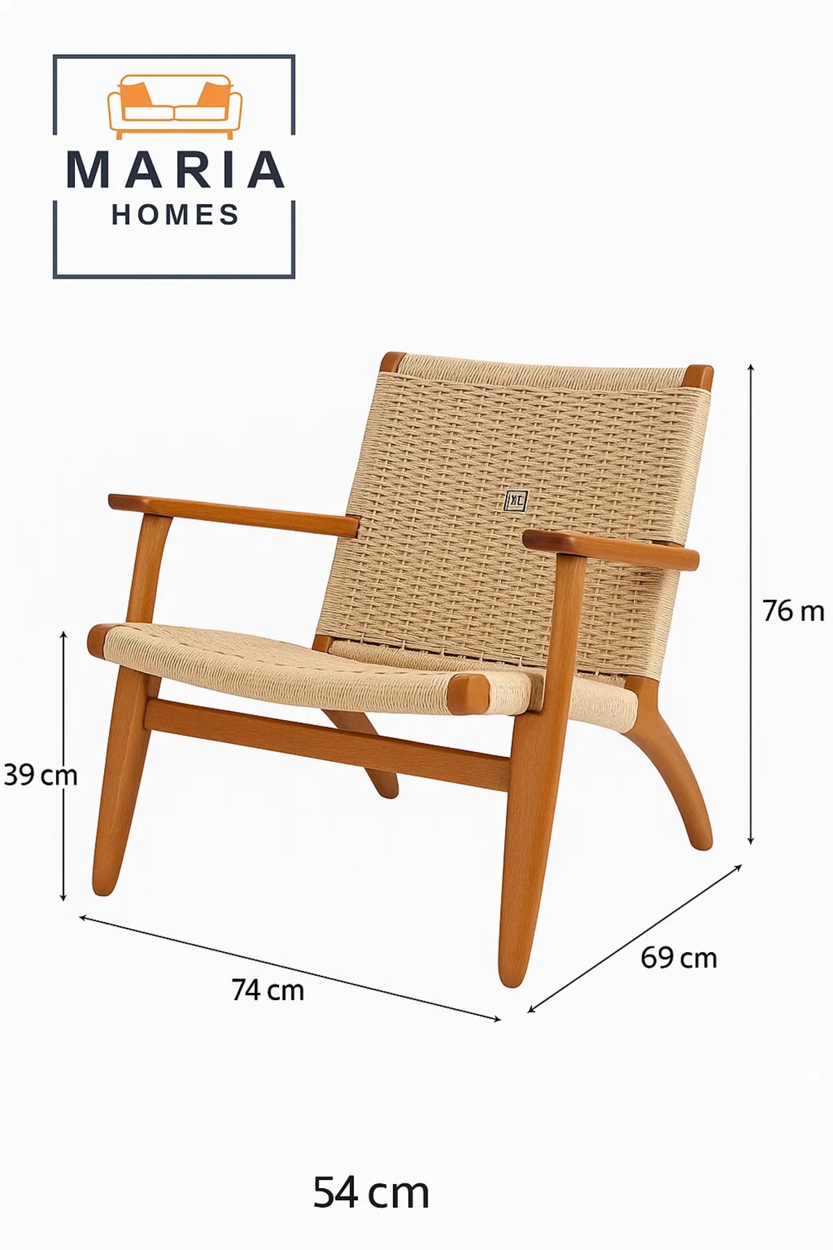 Mid-Century Rope Woven Lounge Chair with Wooden Frame Ð Comfortable Armchair for Indoor Use