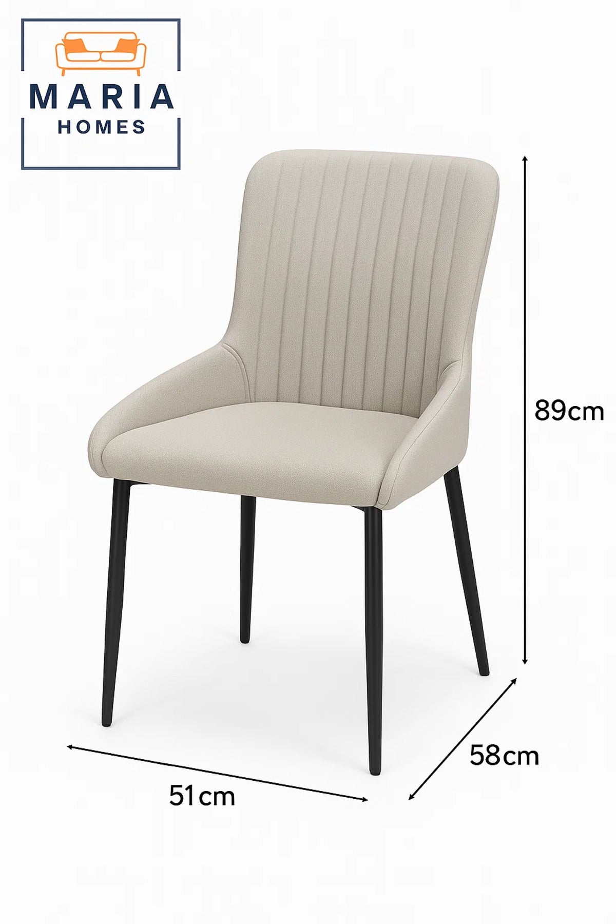 Light Grey Fabric Dining Chair with Vertical Stitching Ð Modern Padded Seating