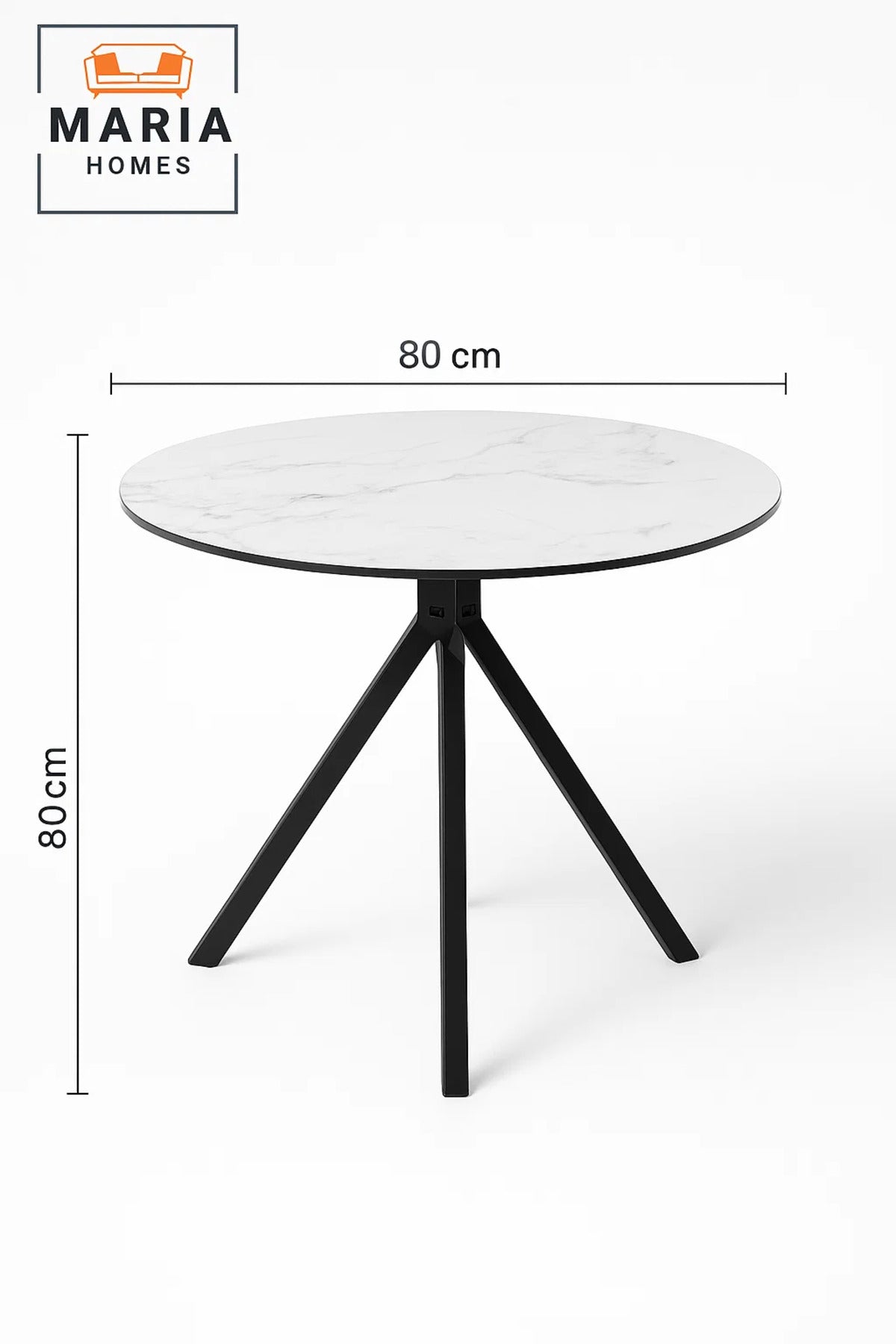Round White Marble Dining Table √ê Modern Caf≈Ω, Restaurant, Office & Home Metal Furniture 80_80 cm