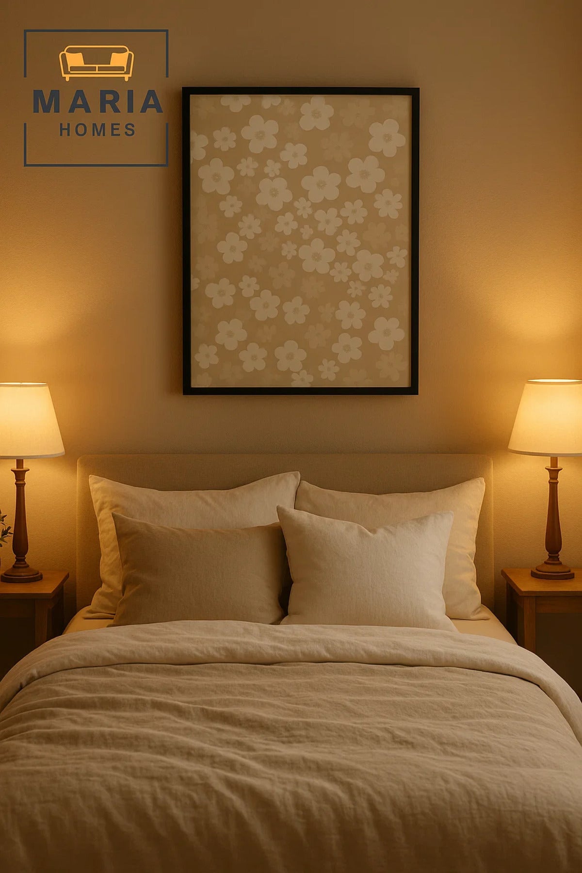 Textured Floral Wall Art in Soft Beige and White Tones-size80*120 CM