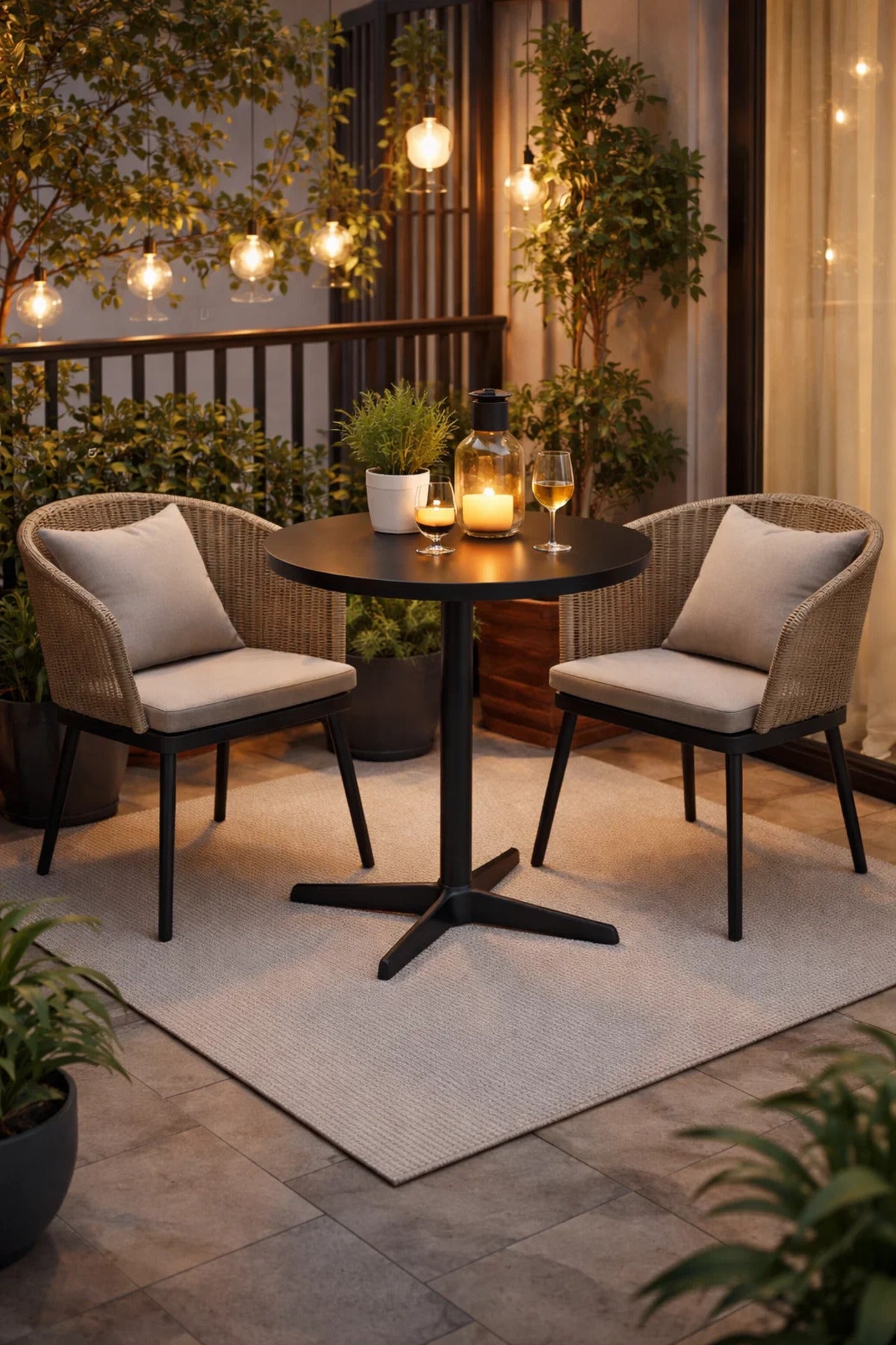 Stylish Black Round Dining Table 80cm Modern Bistro Coffee Table for Kitchen and Living Room