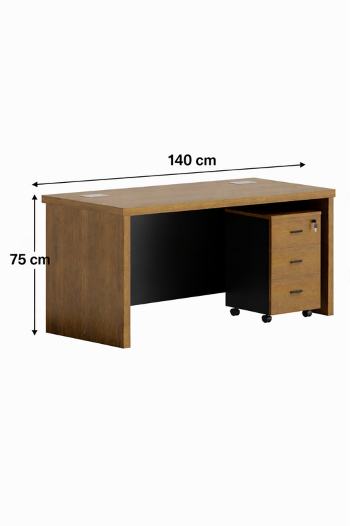Modern Brown Office Desk with Mobile Drawer Cabinet