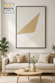 White and Gold Geometric Textured Wall Art Ð Modern Luxury Abstract Decor for Home &100*150CM