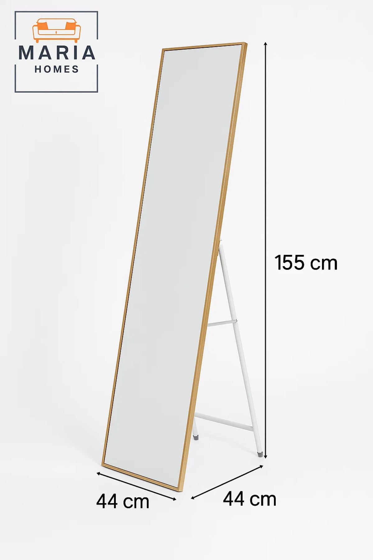 Modern Golden Framed Standing Mirror Ð 155x44 cm Full-Length Floor Mirror