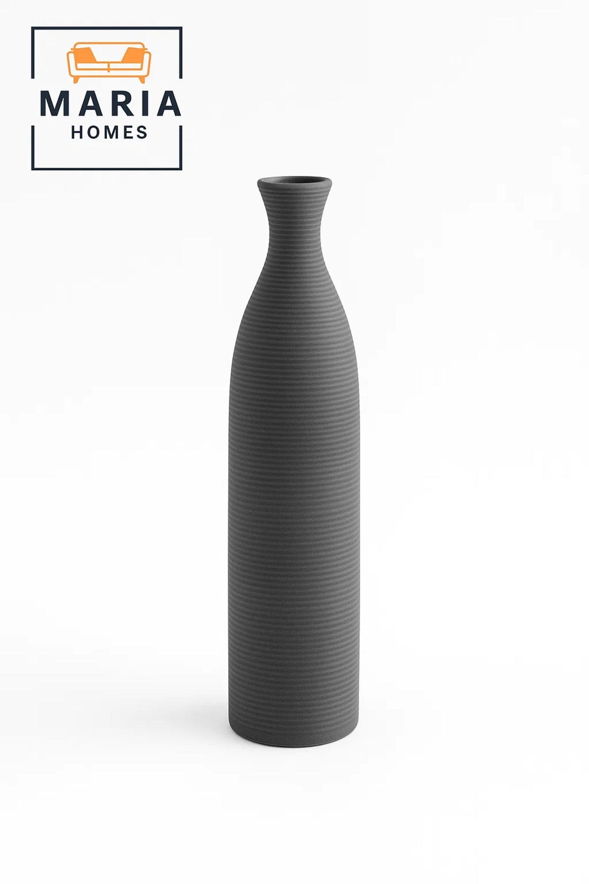 Modern Tall Grey Decorative Vase Ð Slim Ceramic Flower Vase for Home and Office Decor