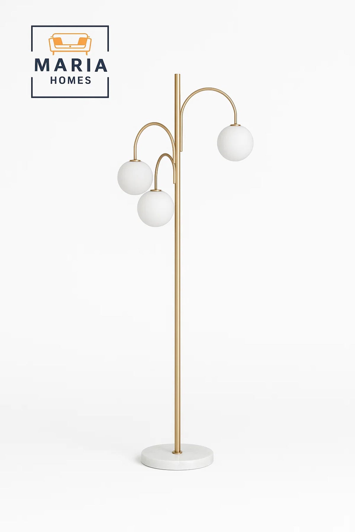 GOLD Triple Globe Floor Lamp with Marble Base
