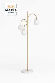 GOLD Triple Globe Floor Lamp with Marble Base
