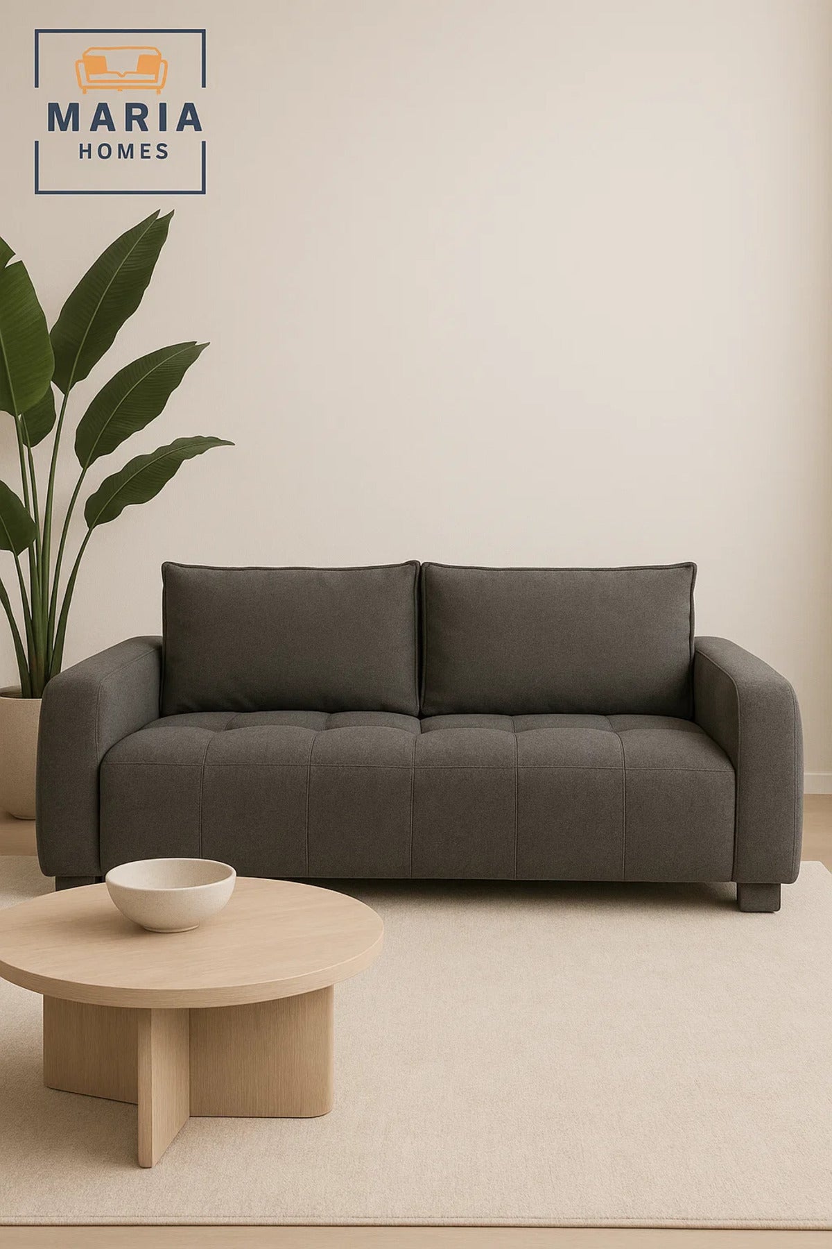 Modern Dark Gray 3 Seater Sofa Ð Comfortable Living Room Couch with Soft Fabric Upholstery