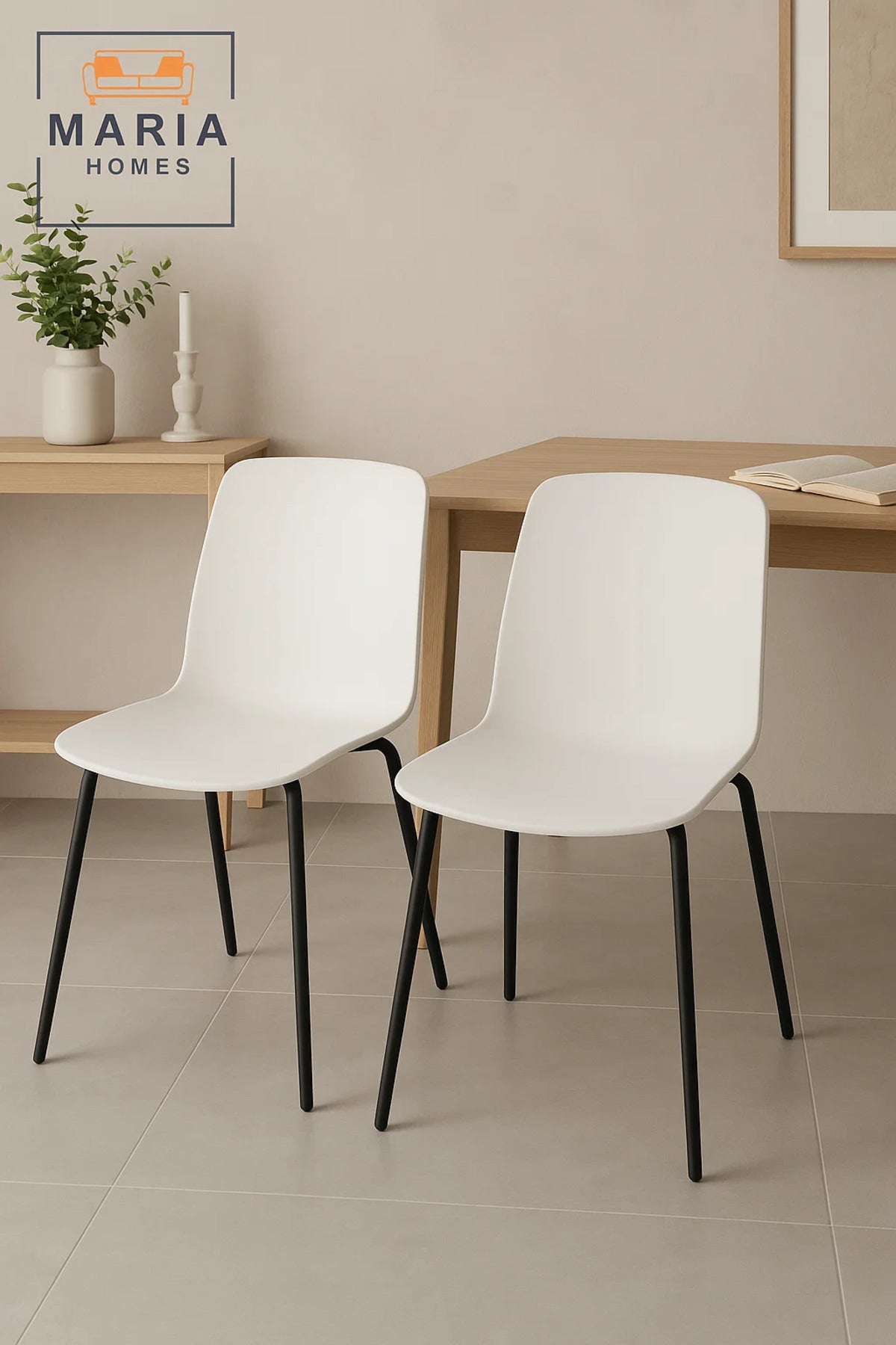 Modern White Plastic Dining Chair with Metal Legs Ð Minimalist Ergonomic Chair for Home or CafŽ
