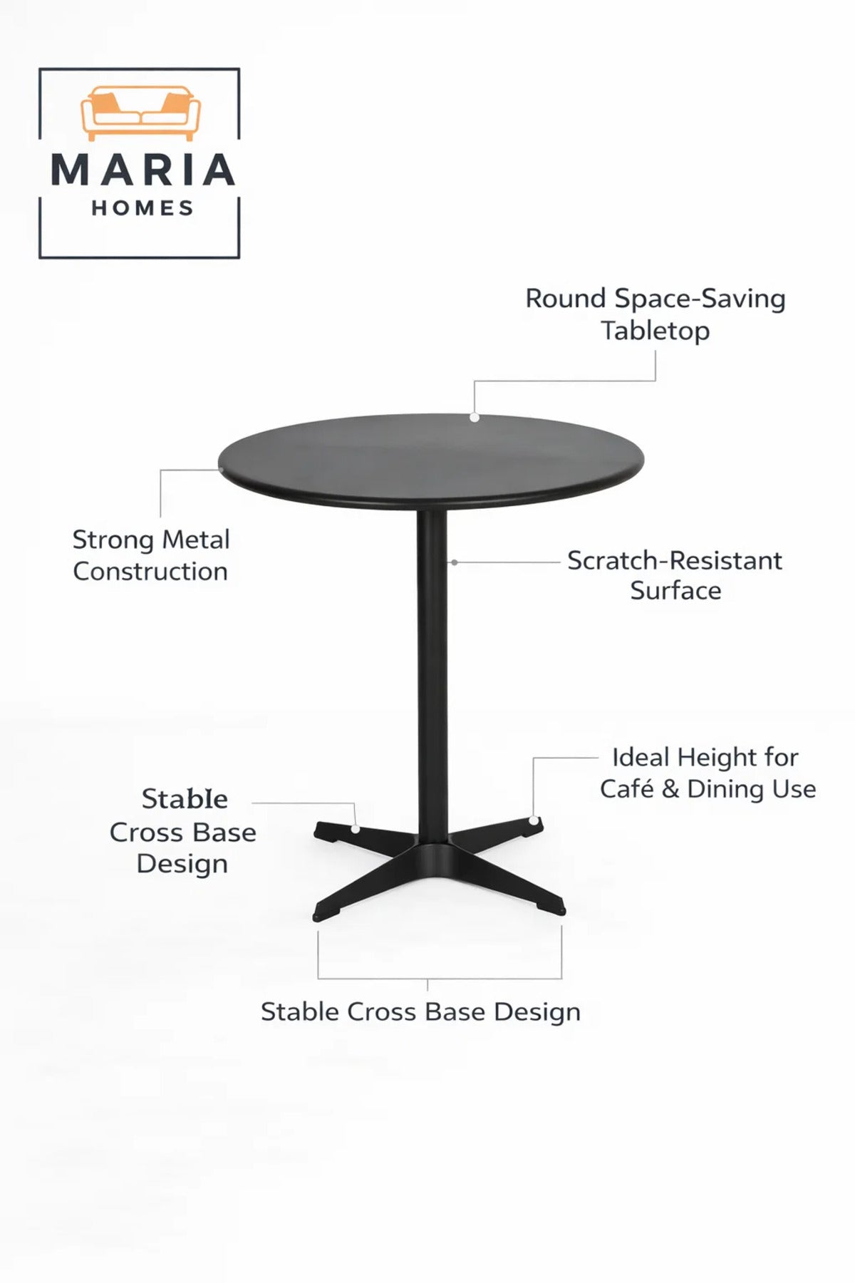 Black Round Table 80_73 cm Ð Modern CafŽ & Dining Table