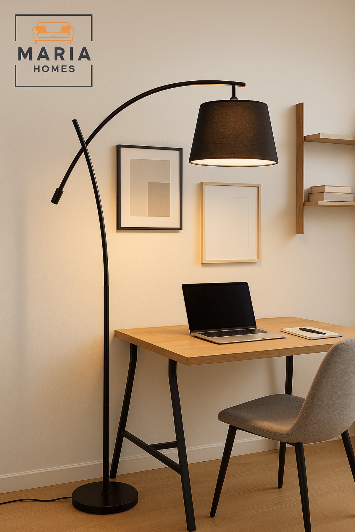 Modern Black Floor Lamp with Black Fabric Shade Ð Stylish Home Lighting