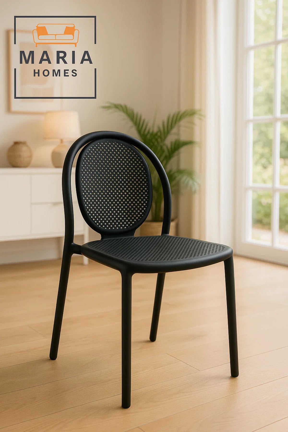 Black Modern Plastic Chair with Ventilated Back Ð Indoor & Outdoor Use